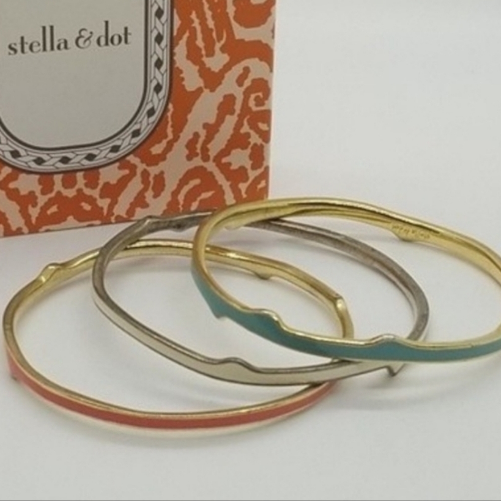 Stella &Dot Carrie Set of  3 Enamel Bracelets